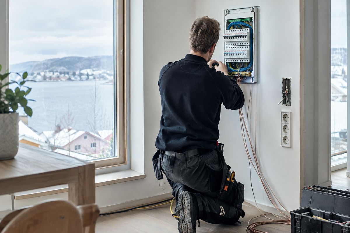 Elektriker installerer el-panel i dansk hjem